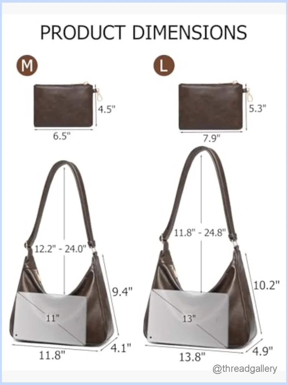2 Pc Set Soft Vegan Leather Hobo Bag Crossbody Shoulder Tote Purse